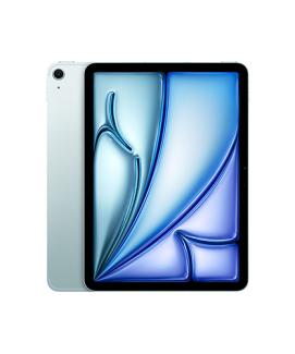 The 11 inch iPad Air in Blue, showing the front screen and a side-by-side view showing the camera on the back.