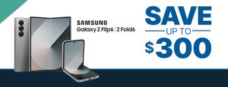 save $300 on orders of Samsung Galaxy Z Flip6 & Fold 6