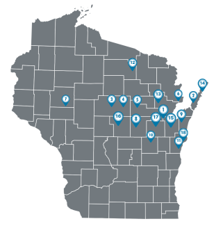 map of wisconsin with points of network enhancement