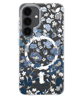 Flowerbed blue case with magnet for the Galaxy S25.