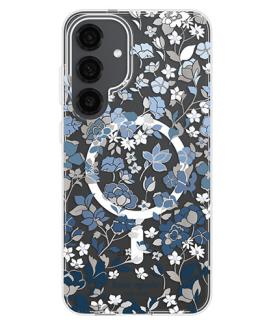 Flowerbed blue case with magnet for the Galaxy S25+.