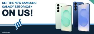 Samsung Galaxy S25 pre-order now get it on us banner