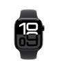 The Apple Watch Series 10 42mm Jet Black Aluminum viewed from the front.