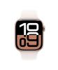 The Apple Watch Series 10 42mm Rose Gold Aluminum viewed from the front.