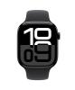 The Apple Watch Series 10 46mm Jet Black Aluminum viewed from the front.