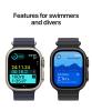 Apple Watch Ultra 2 49mm Black Titanium displayed to show features for swimming and diving.